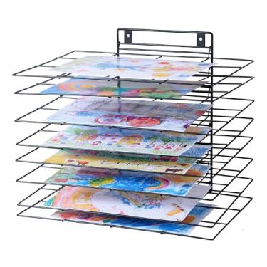 Imagem de Estante de secagem de arte que economiza espaço para sala de aula: organizador de metal de 8 camadas para pintura, artesanato e projetos | Construção de ferro durável, prateleiras removíveis |