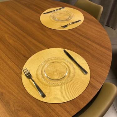 Imagem de Kit 4 ou 6 Jogo Americano Souplast Redondo Jantar Mesa Posta Cozinha 38cm(AMARELO PALHA,Kit 6)