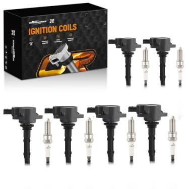 Imagem de maXpeedingrods Conjunto de 6 bobinas de ignição e velas de ignição irídio adequadas para Dodge Freightliner Mercedes Benz E350 ML350 R350 C230 C280 C300 GLK350 SLK350 CLK350, kit de bobina de ignição