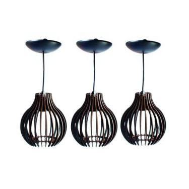 Imagem de kit 03 Pendentes Lúminarias De Teto Balcão De Cozinha Coquinho Área De
