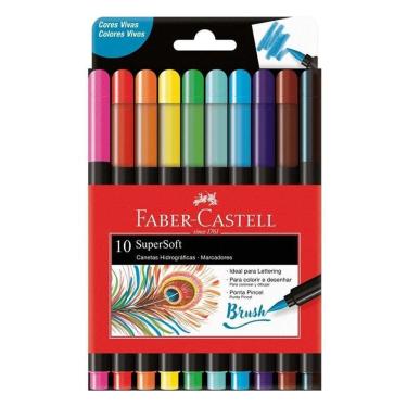Imagem de Caneta Hidrográfica Supersoft Brush 150710soft 10 Cores - Faber Castell