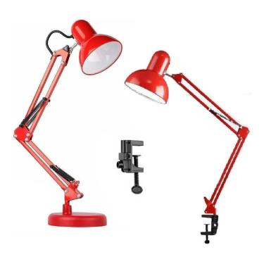Imagem de Luminária Abajur Mesa 62Cm Articulada Escritório Lâmp Vermel