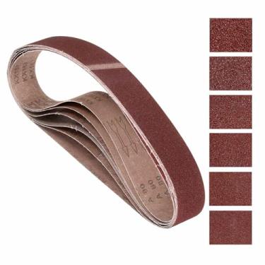 Imagem de Kozelo 6 peças de correias de lixamento 5 x 106 cm 36/40/60/80/100/120 lixa abrasiva de óxido de alumínio para lixadeira de cinto lixadeira de metal moagem de madeira trabalho solda remoção de