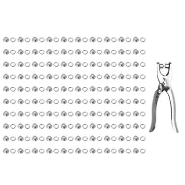 Imagem de Maxmoral Kit de ferramentas de instalação de furador de 4,5 mm, fivela de latão banhado a prata com espaçador 4-5,5 mm, multifuncional, economia de esforço, alicate de rebite pneumático portátil