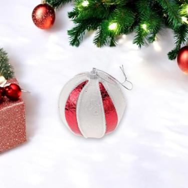 Imagem de Generic 1 peça, enfeites de bolas de Natal, tecido redondo, espuma de sarja, branco, vermelho, 8 cm