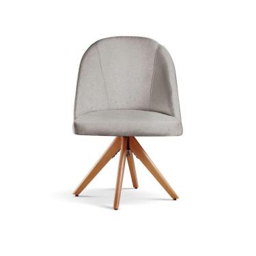 Imagem de Kit 2 Poltronas Lua Base Giratória De Madeira linho Cinza Claro 101