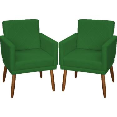 Imagem de Kit 2 Poltronas Decorativa Para Sala Recepção Beatriz Suede Cores Pé Palito Castanho