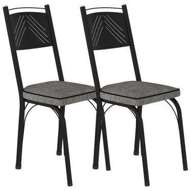 Imagem de Kit 2 Cadeiras Tubular Europa 151 Preto Assento Grafiato Artef Grafiato