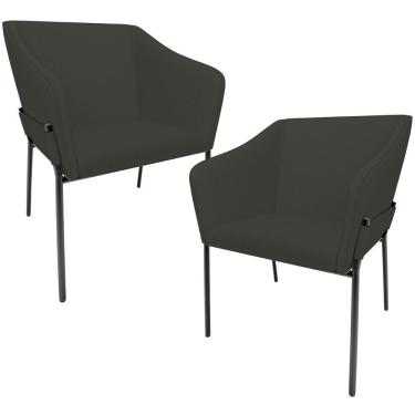 Imagem de Kit 2 Cadeiras Para Sala De Jantar Estar Living Olívia L02 Linho Verde Musgo - Lyam Decor