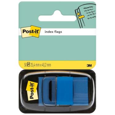 Imagem de Post-it® Bandeiras de índice - azul - reposicionável - 50 bandeiras por pacote - 25 mm