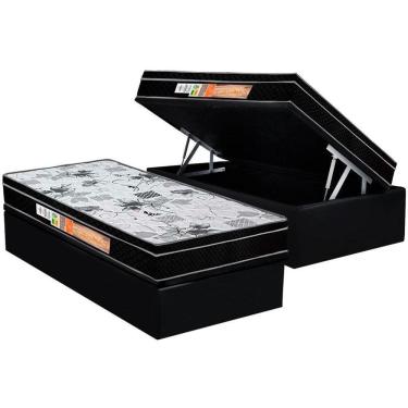 Imagem de Cama Box Baú Solteiro: Colchão Anatômico Polar D28 / EP Orthoface Firme + Base CRC Suede Black(88x188)