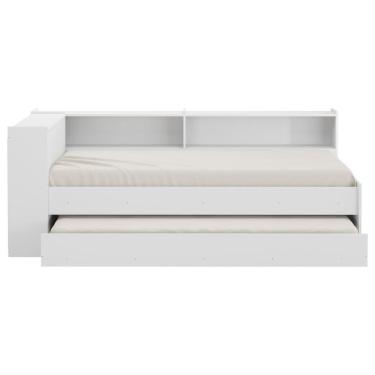 Imagem de Bicama com Prateleira e Baú para Colchão 190cmx80cm Branca