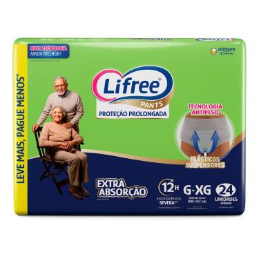 Imagem de Roupa Íntima Lifree Pants Tamanho G/XG Proteção Prolongada Extra Absorção Unissex 24 Unidades
