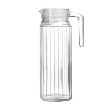 Imagem de Jarra De Vidro Com Tampa Alça Transparente Suco Agua Bebidas 1L - CLIC