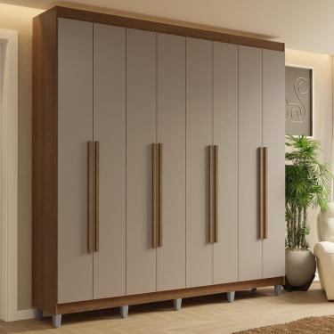 Imagem de Guarda-roupa Casal Com Pés 8 Portas Batentes Rustic-crema-rustic Saturno Madesa