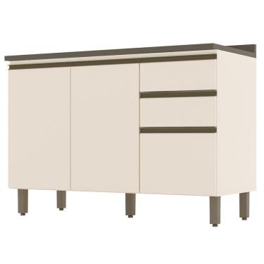 Imagem de Balcão Pia 2 Gavetas 3 Portas Off White-duna Com Tampo Connect - Móveis Henn Off White