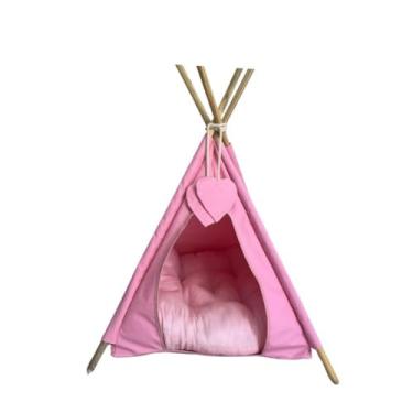 Imagem de Cama Pet，Cama para Gatos Toca，ImpermeáVel，Inclui Almofada，Adequado para Gatos e CãEs em Casa(G - A75cm x L68cm x C64cm,Rosa Liso)