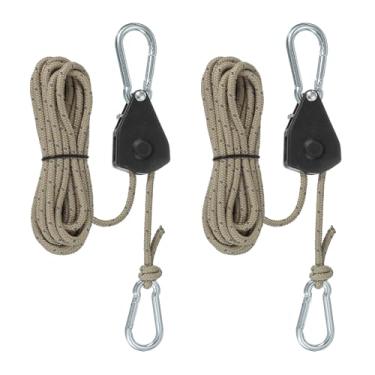 Imagem de PATIKIL 2 peças cabides de corda ajustáveis, 1/20.3 cm x 4.0 m Ratchet Grow Light Hangers Refletivo Reforçado Interno Catraca Engrenagem Ratchets para pendurar caiaque, preto