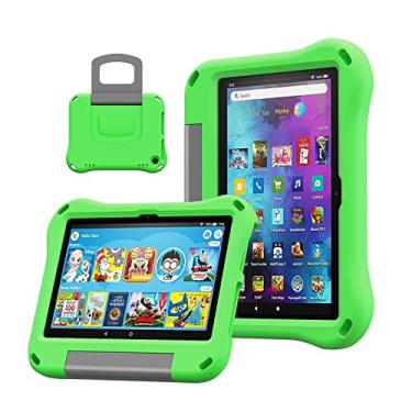 Imagem de DiHines Capa infantil para tablet de 20.3 cm não serve para tablets Lenovo Samsung 20.3 cm – Capa leve e à prova de choque com suporte, verde