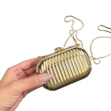 Imagem de Bolsa Pequena Mini Bolsa Feminina Transversal De Metal Alça De Corrente Festa(Dourado)