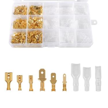 Imagem de 270 peças de terminais elétricos de 2,8 mm, 4,8 mm, 6,3 mm, kit de conectores de pá de fio rápido macho e fêmea com manga isolante, terminais de crimpagem, bloco de terminais de crimpagem de fio para