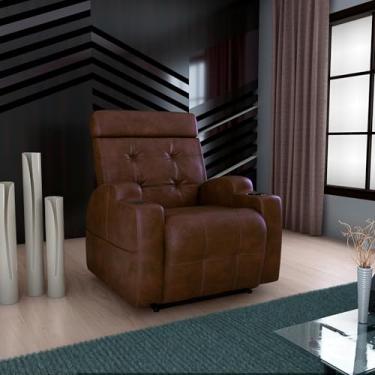 Imagem de Poltrona Do Papai Reclinável Elétrica Com Usb e Porta Copos Cherokee (Corino Marrom)