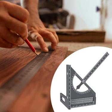 Imagem de RNXRZANK Régua de Medição Multiangular, Esquadro de Carpinteiro para Enquadramento com Liga de Alumínio, Cinza, Tamanho real
