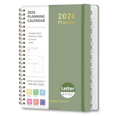 Imagem de Agenda 2026 – Agenda semanal e mensal com encadernação espiral, janeiro de 2026 a dezembro de 2026, capa dura 2026, agenda agenda com abas, bolso interno, perfeita para escritório, casa, material