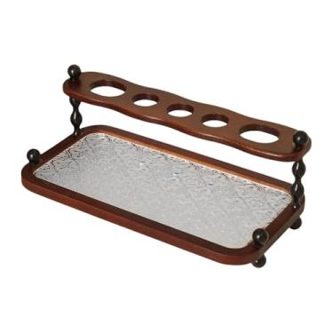 Imagem de Bothyi Porta-escovas de dentes para banheiro, organizador de multifuncional de madeira com 5 compartimentos para lâminas de barbear, pentes e outros