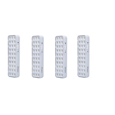 Imagem de Kit 4 Luminárias de Emergência Autônomas LDE 30L, Branco