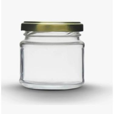 Imagem de Kit 150 unidades - Pote de Vidro Redondo Mini Belém 150ml - Tampas Douradas