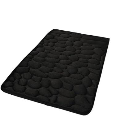 Imagem de Kit 2 Tapete de Banheiro Antiderrapante Soft Macio Luxo 60x40(PARALELEPIPED PRETO)