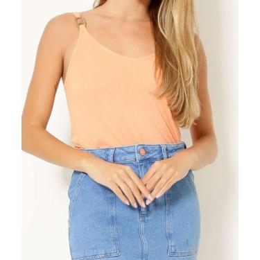 Imagem de Blusa Regata Feminina Detalhe Alças Finas Marisa-03043, Laranja, GG
