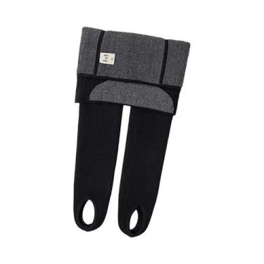 Imagem de Calças de inverno para meninas forro de pele leggiging skinny lã quent