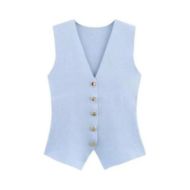 Imagem de ETJ 2025 nova moda feminina elegante all-match com decote em V sem man