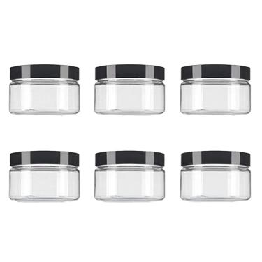 Imagem de 6 peças de frascos de plástico recarregáveis de 250 ml caixas de cosméticos vazios com tampa preta caixa de loção creme pomadas garrafa de comida pote de maquiagem pote para bálsamo labial maquiagem sombra em pó