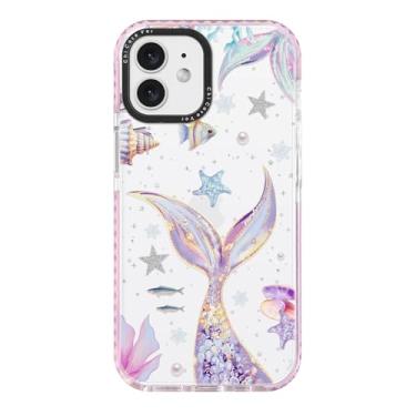 Imagem de ChiCaseVer Capa para iPhone 12, estampa de sereia mágica com cauda iridescente, proteção contra quedas de nível militar, linda capa protetora de TPU macio e fino com proteção de câmera para mulheres e