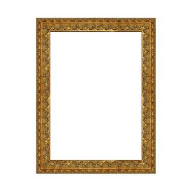 Imagem de Rimbol Moldura de madeira maciça dourada antiga - acabamento envelhecido esculpido à mão com lindo padrão floral, moldura de galeria de fita larga para pinturas em tela - decoração de parede para sala