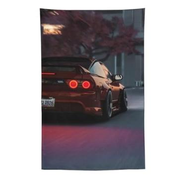 Imagem de HouLaiZhe Tapeçaria de carro vermelho modificado Jdm carro 180sx esporte pendurar na parede quarto decoração de casa tapeçarias estética piquenique decoração de parede arte de parede para dormitório