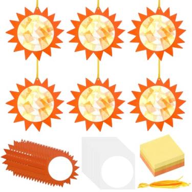 Imagem de Colarr 24 conjuntos de kits de artesanato de papel de seda dourado para sol, faça você mesmo, enfeites de verão para pendurar no verão, casa, escola, sala de aula, decoração de festa, atividade