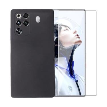 Imagem de WDMYLFTW Capa para ZTE Nubia RedMagic 11 Pro + película protetora de tela de vidro temperado - Capa protetora de TPU (preta)