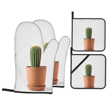 Imagem de Conjunto de luvas de cozinha com suportes de tampa, luvas de forno resistentes ao calor para manusear panelas quentes, grelhar, churrascos, kit de 4 peças.