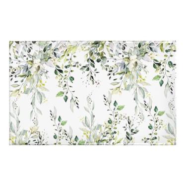 Imagem de Tapete de banho de eucalipto verde, folhas de sálvia, tapete macio de pelúcia 51 x 81 cm, capacho lavável antiderrapante para entrada, sala de estar, chuveiro e banheira