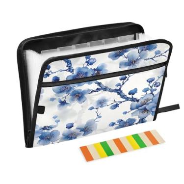 Imagem de Wassud Aquarela Flores de cerejeira Acordeão Arquivo Organizador Letra A4 Pasta de Arquivo de Papel Organizador de Documentos com Etiquetas Pasta de Arquivo Expansível 13 Bolsos