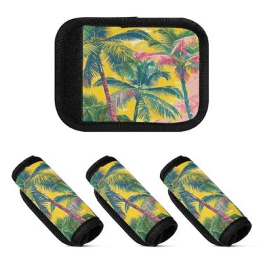 Imagem de Qilmy Palmeiras tropicais bagagem alça envoltório pacote 2 identificadores de bagagem etiqueta confortável pega capa para carrinho mala mala avião acessórios de viagem 1565