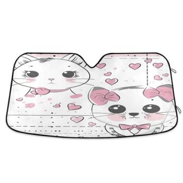 Imagem de Qilmy Lindo protetor solar de para-brisa de carro de gato, protetor de viseira dobrável mantém a frescura bloqueia raios UV e acessórios para proteger carros, SUVs, caminhões-M711