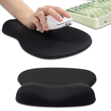 Imagem de Mouse pad com descanso de pulso - Mouse pad preto com suporte de pulso, mouse pad ergonômico com descanso de pulso para mouse jogos, laptop trabalho