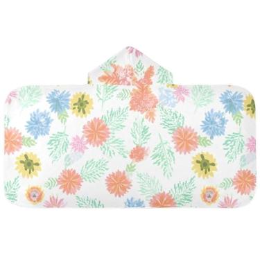 Imagem de Burbuja Toalha de banho com capuz de laço rosa para crianças, toalha de praia de pelúcia macia absorvente para chá de meninas e meninos 3-10 anos, 61 x 127 cm
