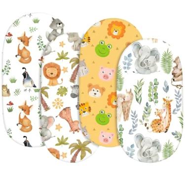 Imagem de Pacote com 4 lençóis macios para berço de bebê, para meninas, meninos, respirável, aconchegante, adequado para ampulheta, retangular, oval, lençol de berço de cabeceira