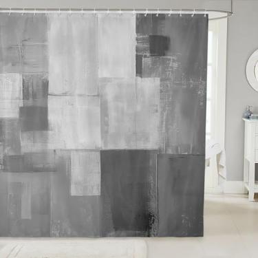 Imagem de jejeloiu Cortinas de chuveiro abstratas, cinza, ombré, para crianças, mulheres, homens, acessórios de banheiro de arte moderna, tecido de poliéster à prova d'água de luxo para barracas de banheiras